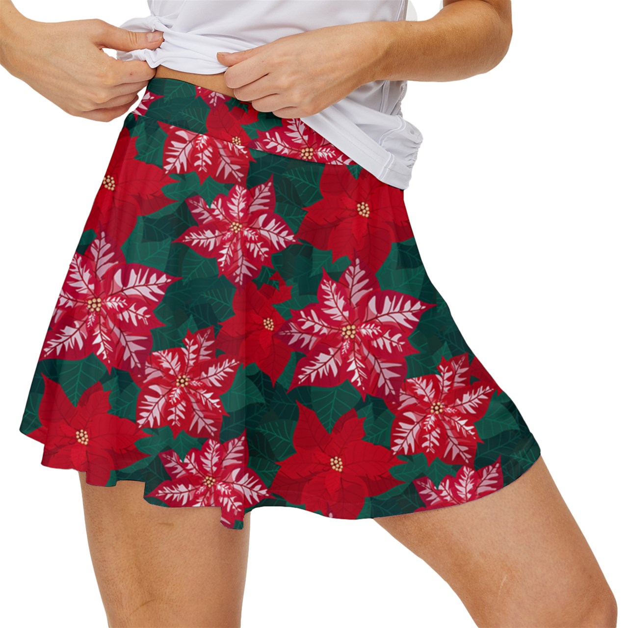 Dizzy Pickle Christmas Blooms Women's Pickleball 15" Court Skorts with Inner Shorts