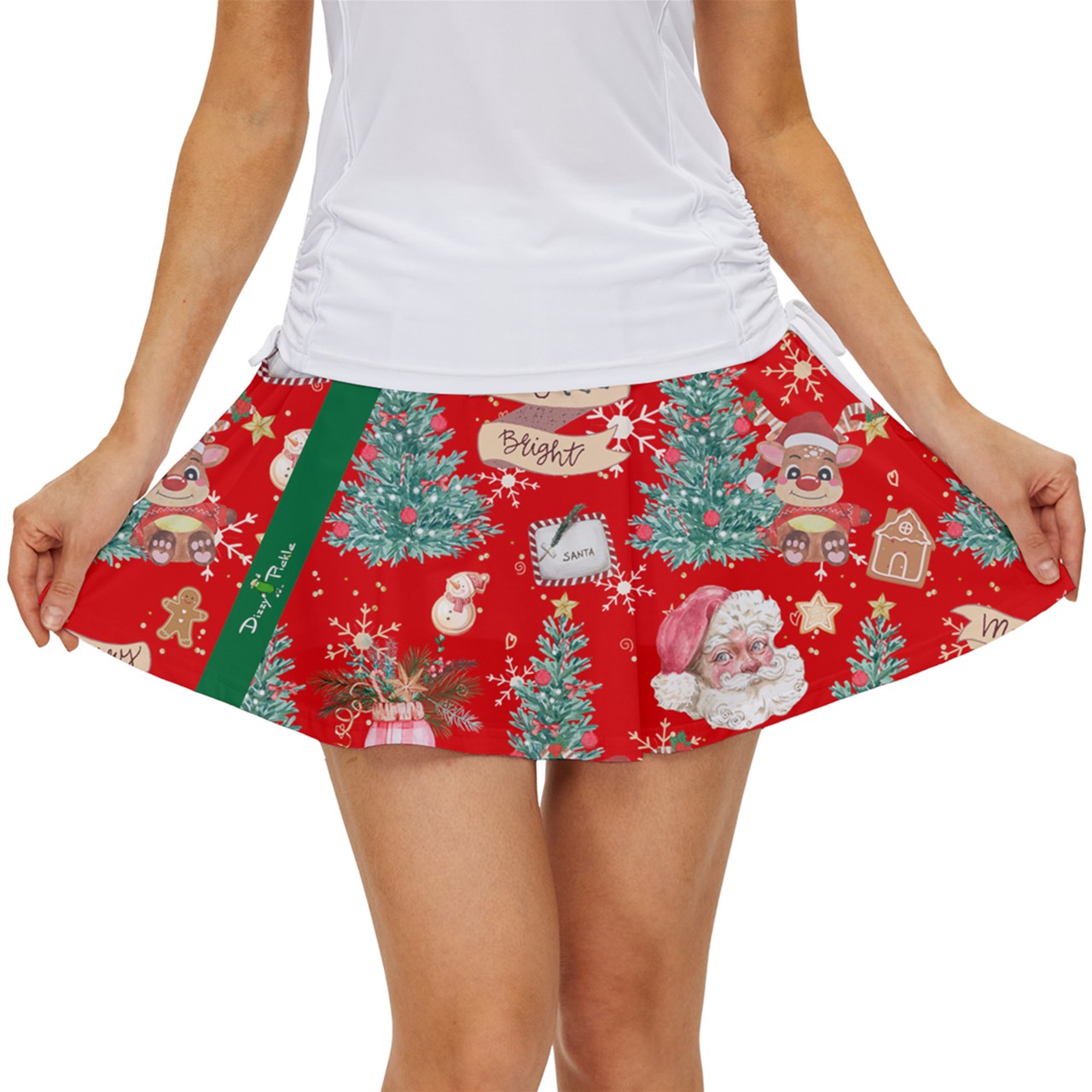 Dizzy Pickle Christmas Merry and Bright Women's Pickleball 15" Court Skorts with Inner Shorts