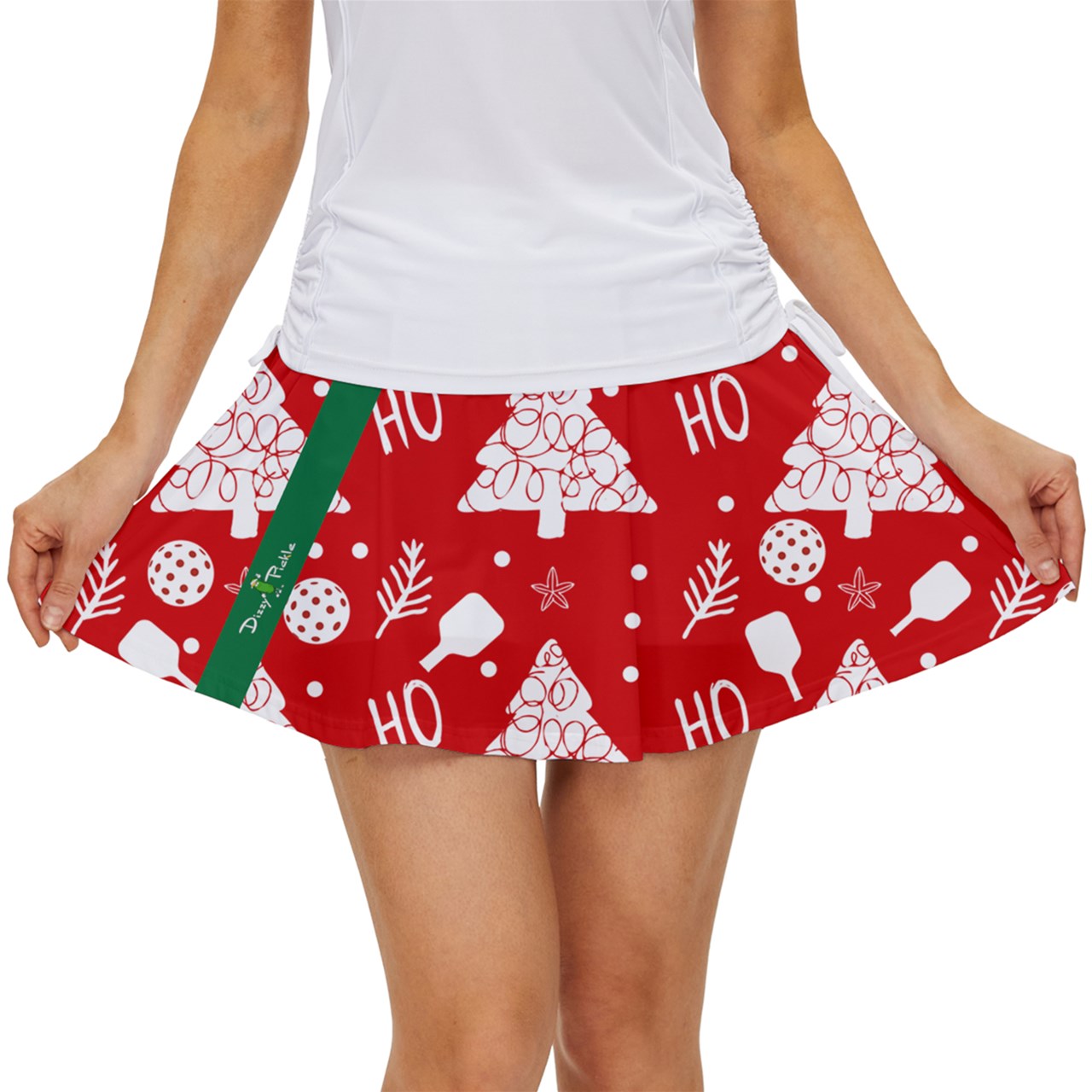 Dizzy Pickle Christmas HO HO HO Women's Pickleball 15" Court Skorts with Inner Shorts