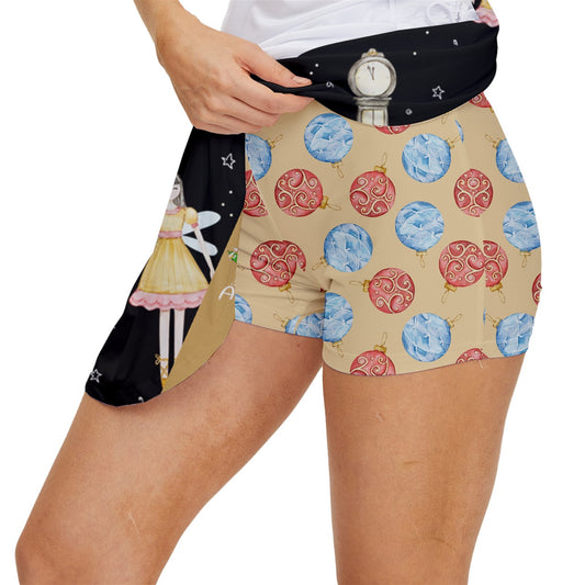 Dizzy Pickle Christmas Midnight Twinkle Women's Pickleball 15" Court Skorts with Inner Shorts