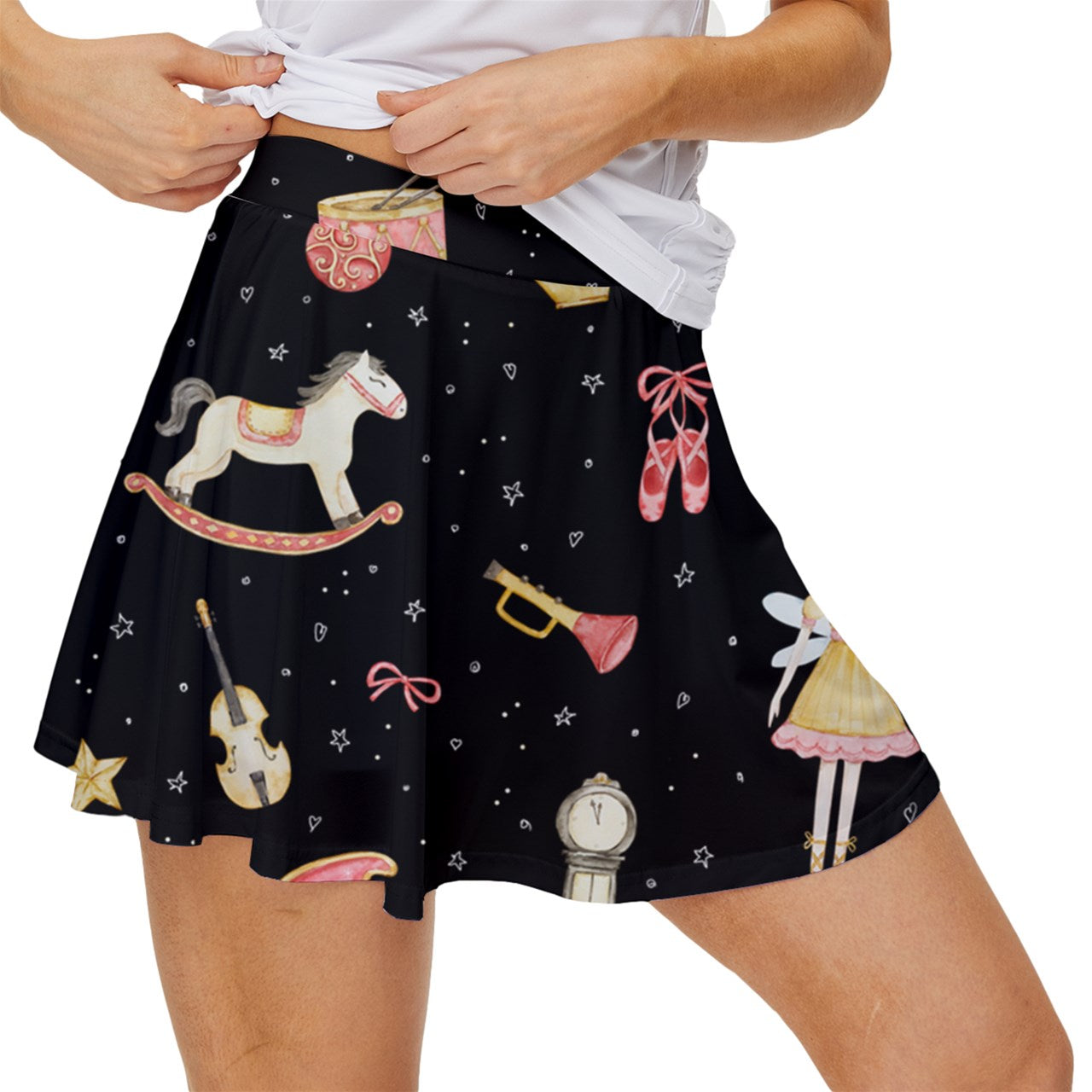 Dizzy Pickle Christmas Midnight Twinkle Women's Pickleball 15" Court Skorts with Inner Shorts