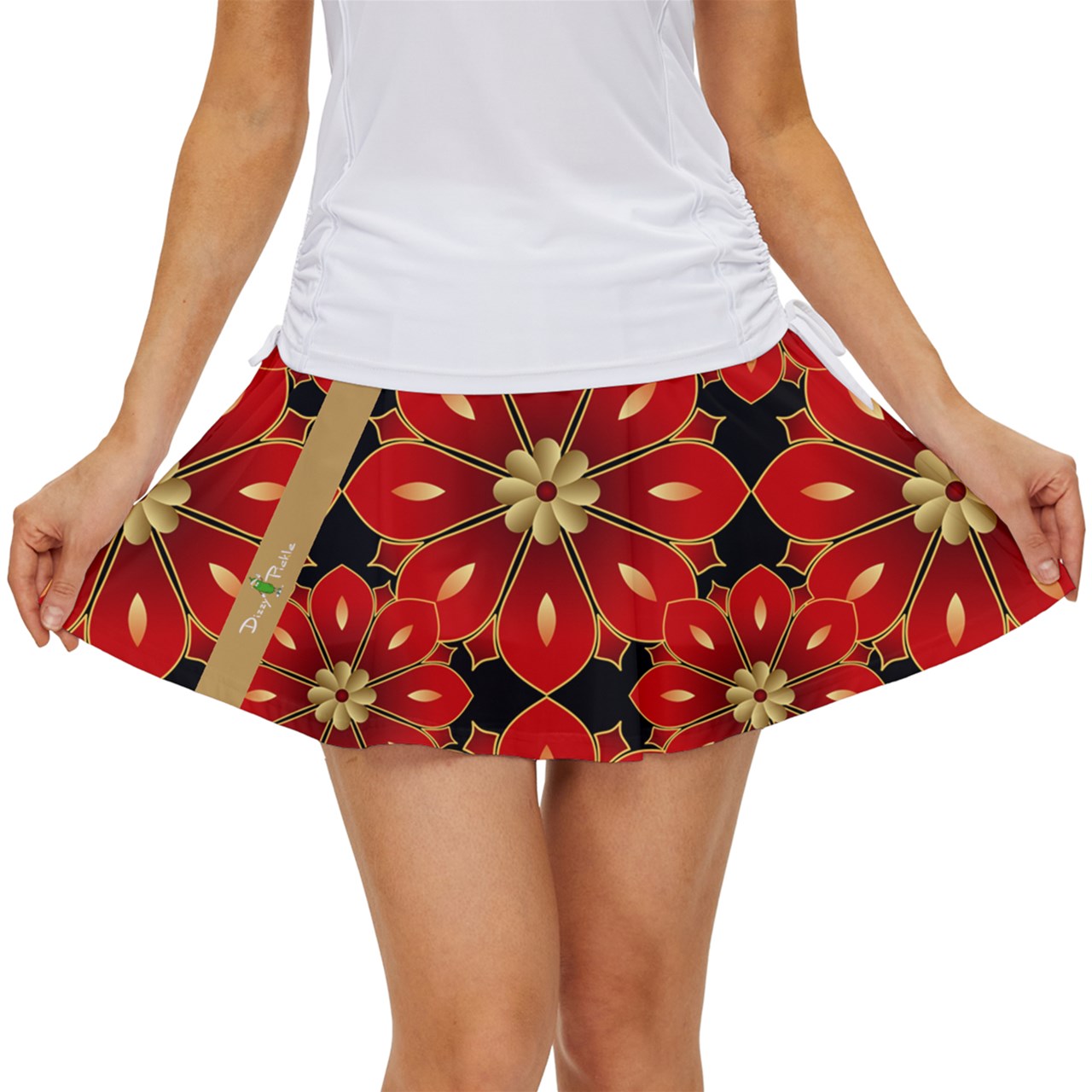 Dizzy Pickle Christmas Glory in Blooms Women's Pickleball 15" Court Skorts with Inner Shorts