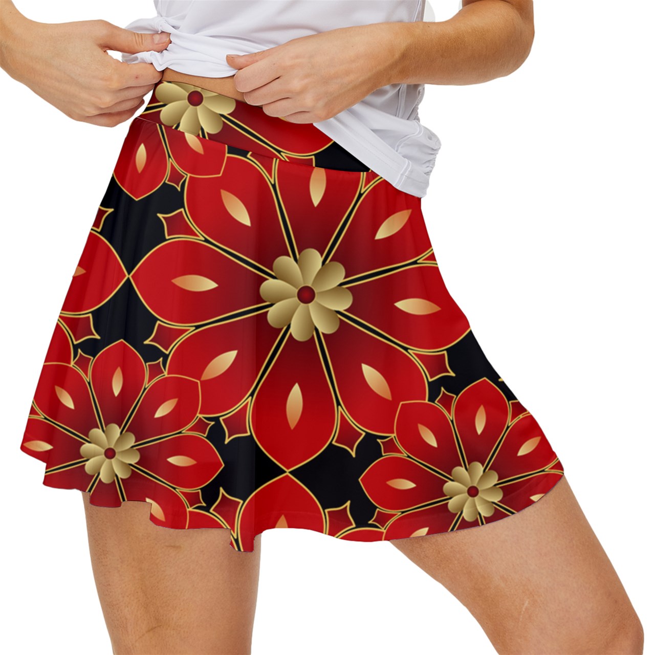 Dizzy Pickle Christmas Glory in Blooms Women's Pickleball 15" Court Skorts with Inner Shorts