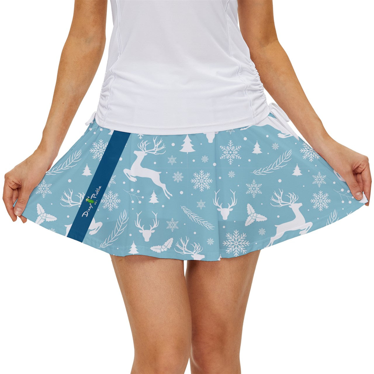 Dizzy Pickle Christmas Frost Women's Pickleball 15" Court Skorts with Inner Shorts