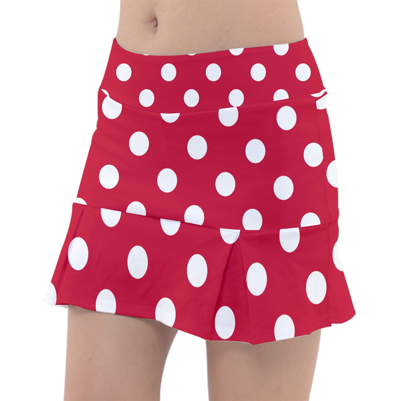 Dizzy Pickle Christmas Polka Dots Red Women's Pickleball Classic 15" Pickleball Skort with Inner Shorts