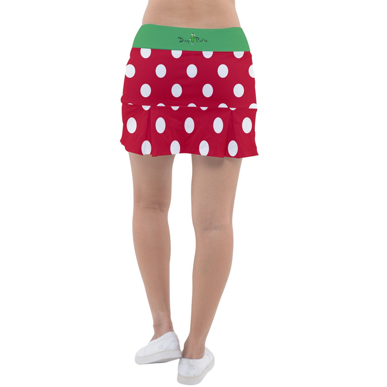 Dizzy Pickle Christmas Polka Dots Red Women's Pickleball Classic 15" Pickleball Skort with Inner Shorts