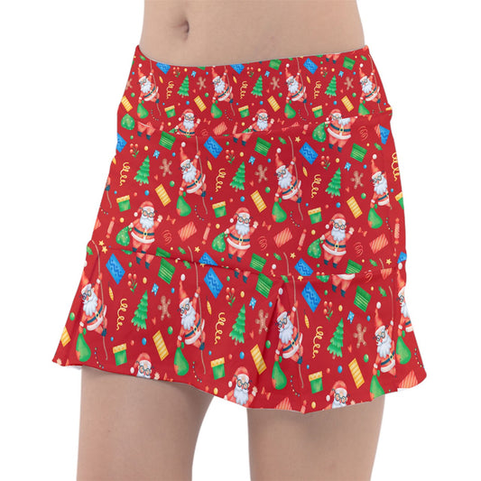 Dizzy Pickle Christmas Santa's Party Red Women's Pickleball Classic 15" Pickleball Skort with Inner Shorts