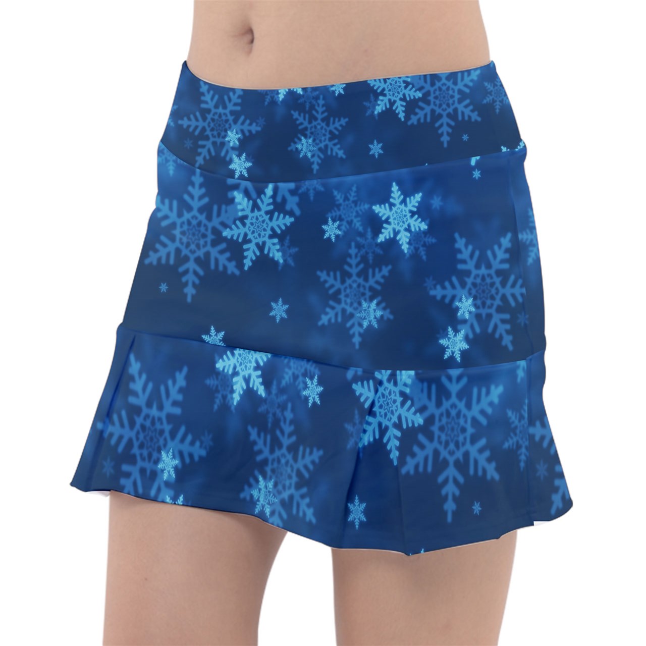 Dizzy Pickle Christmas Blue Snowflakes Women's Pickleball Classic 15" Pickleball Skort with Inner Shorts