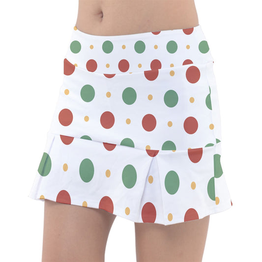 Dizzy Pickle Christmas Polka Dots Red Green Women's Pickleball Classic 15" Pickleball Skort with Inner Shorts