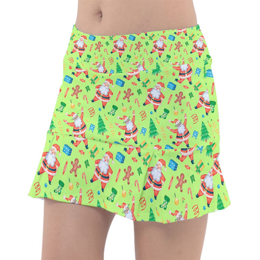 Dizzy Pickle Christmas Santa's Party Green Women's Pickleball Classic 15" Pickleball Skort with Inner Shorts