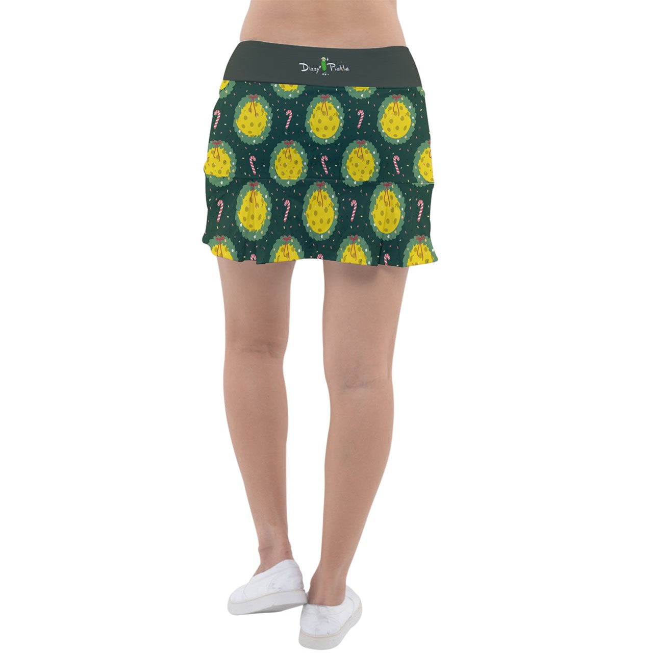 Dizzy Pickle Christmas Deck The Halls with Pickleballs Women's Pickleball Classic 15" Pickleball Skort with Inner Shorts