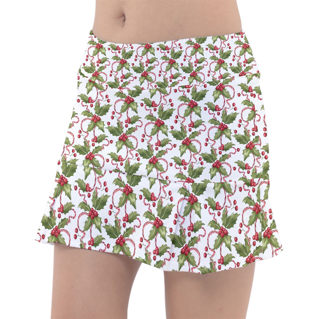 Dizzy Pickle Christmas Holly Women's Pickleball Classic 15" Pickleball Skort with Inner Shorts