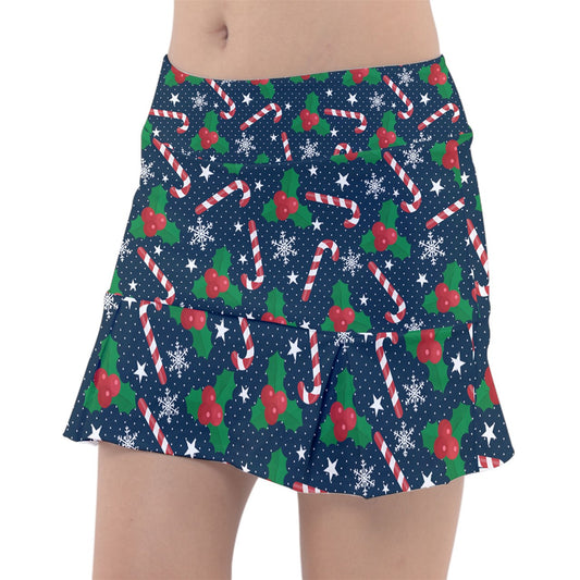 Dizzy Pickle Christmas Candy Canes Women's Pickleball Classic 15" Pickleball Skort with Inner Shorts