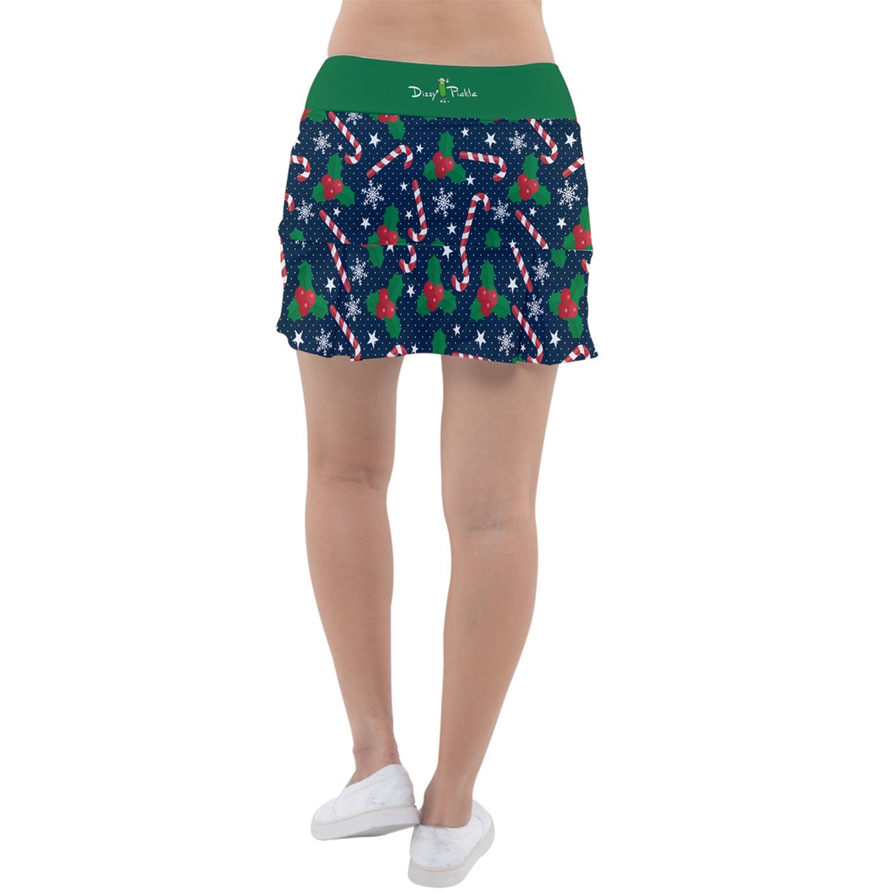 Dizzy Pickle Christmas Candy Canes Women's Pickleball Classic 15" Pickleball Skort with Inner Shorts