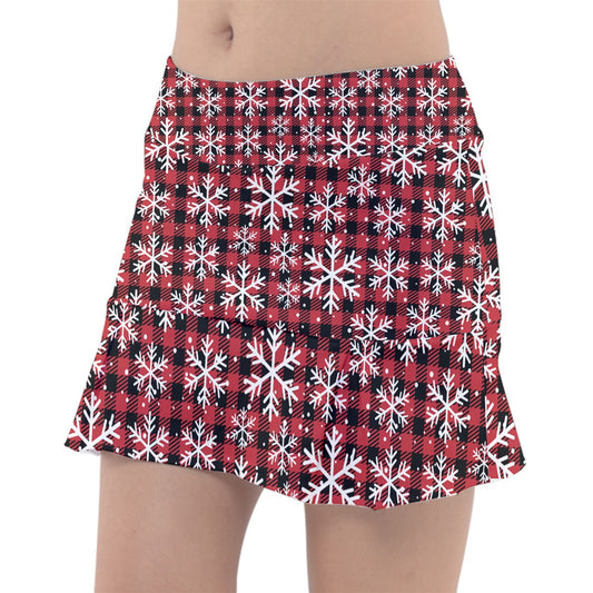 Dizzy Pickle Christmas Snow Plaid Women's Pickleball Classic 15" Pickleball Skort with Inner Shorts