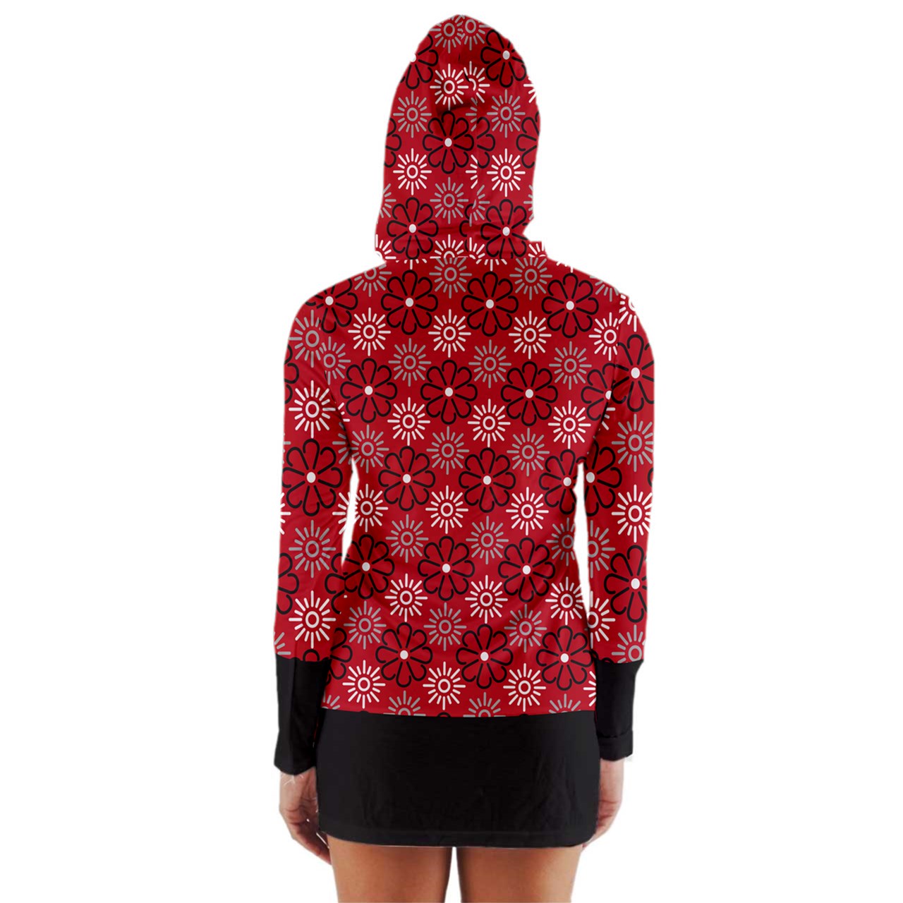 Dizzy Pickle April Red Women's Pickleball Long Sleeve Hooded T-Shirt with Cuffs