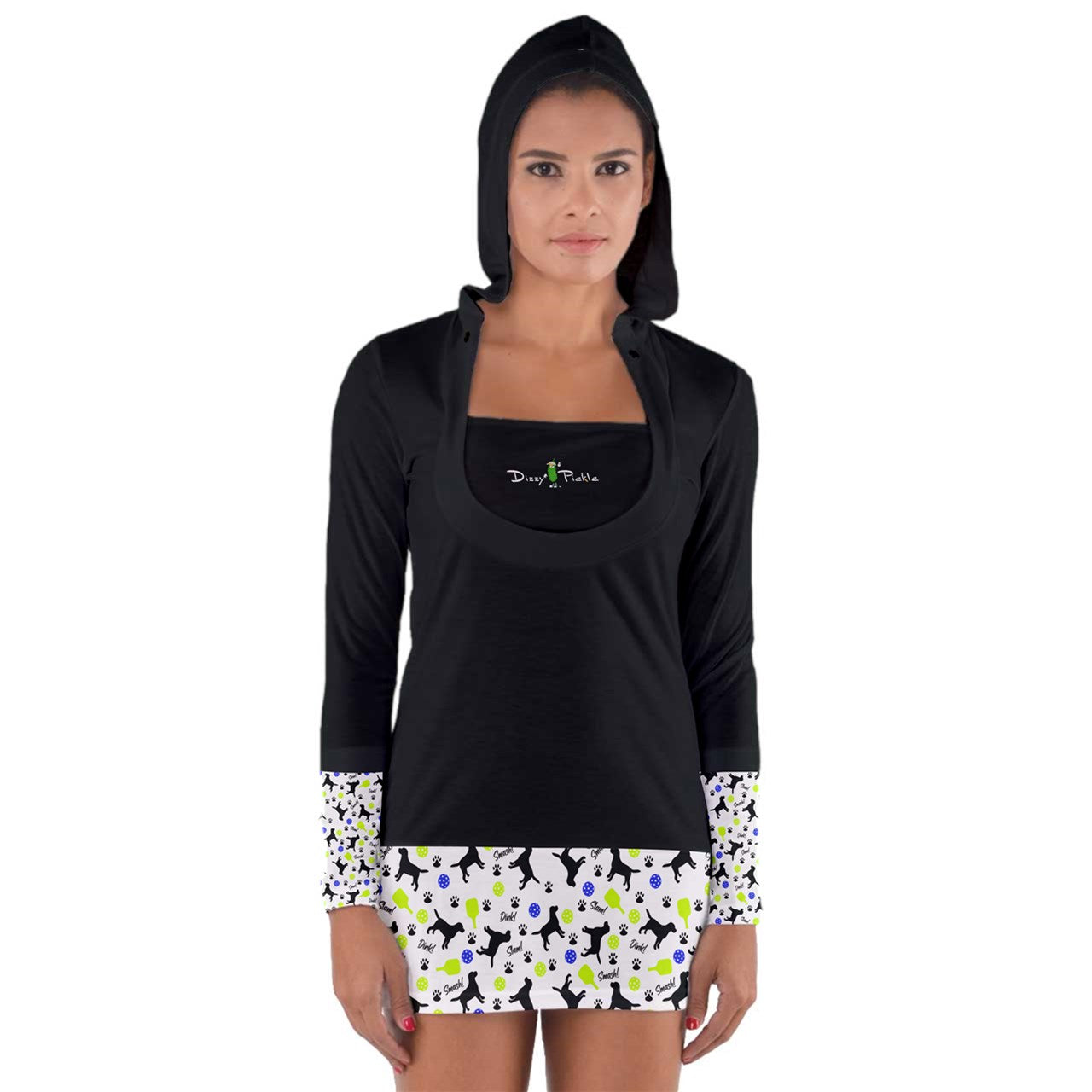 Dizzy Pickle Connie Women's Pickleball Long Sleeve Hooded T-Shirt with Cuffs