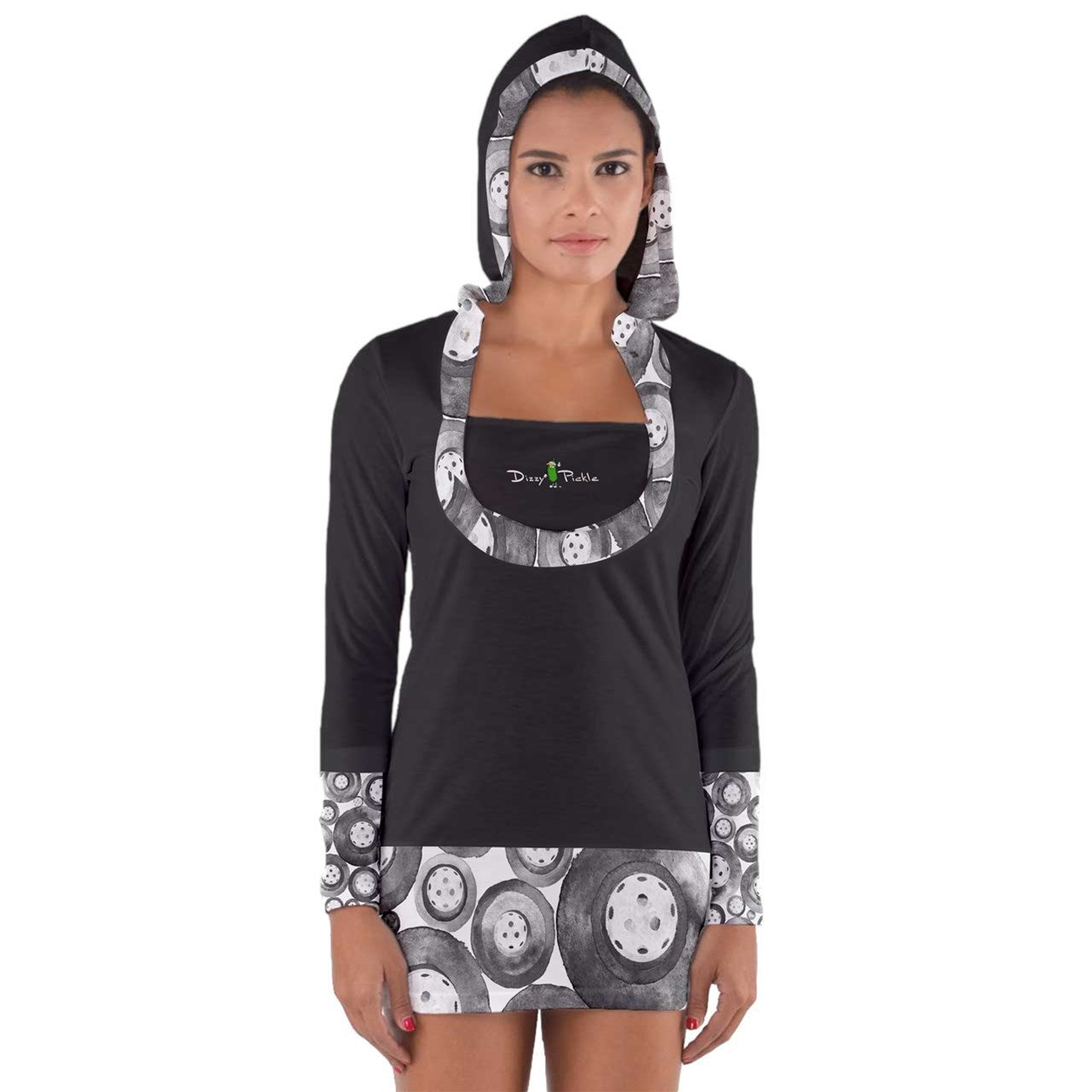 Dizzy Pickle Heidi BKW Main Women's Pickleball Long Sleeve Hooded T-Shirt with Cuffs