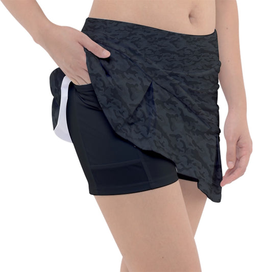 Dizzy Pickle Jan Black_Midnight Women's Pickleball Classic 15" Pickleball Skort with Inner Shorts