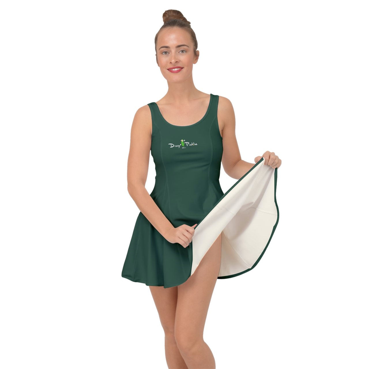 Dizzy Pickle April Emerald_Ivory Women's Pickleball Reversible Skirt (No Shorts Included)