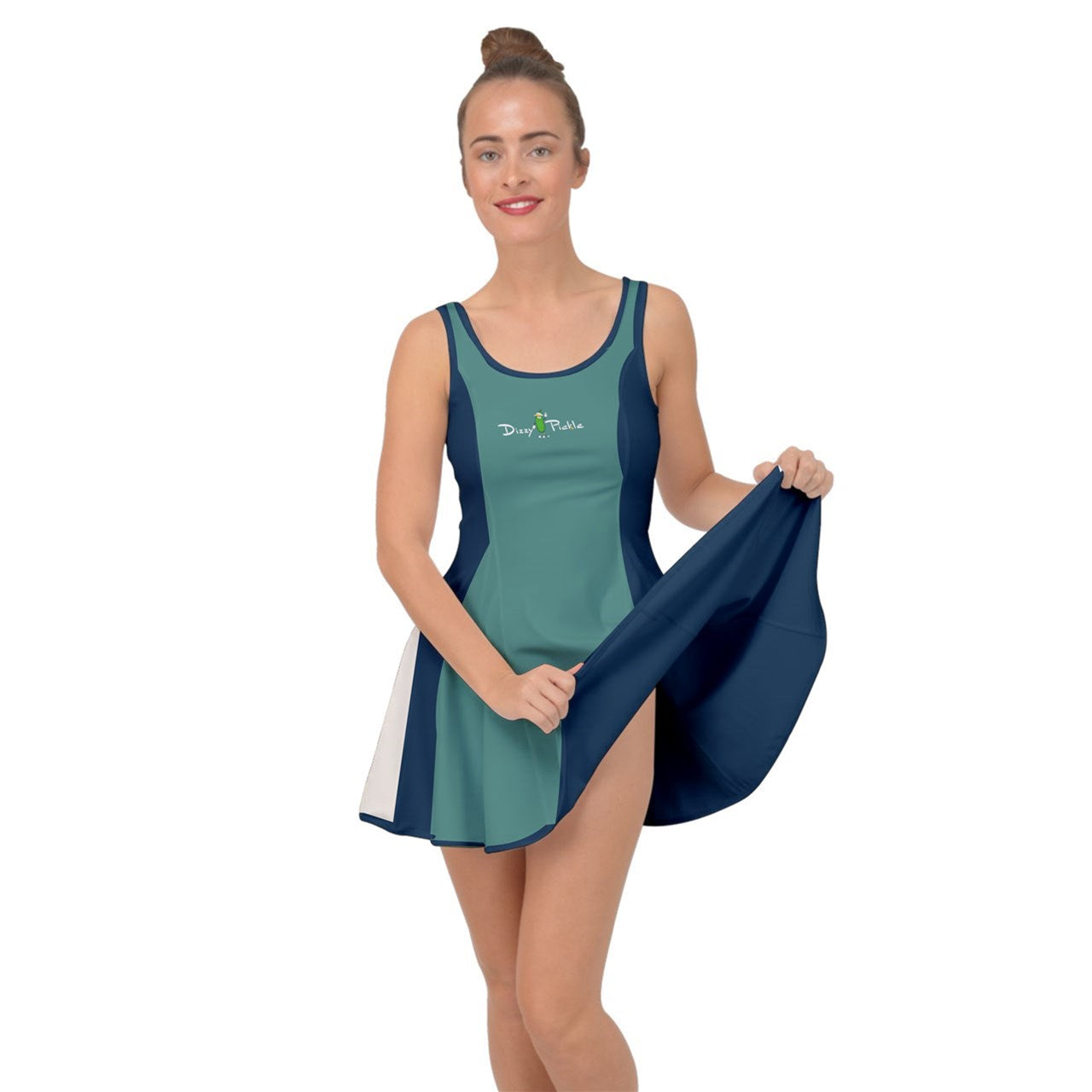 Dizzy Pickle April Blue_Teal Women's Pickleball Reversible Skirt (No Shorts Included)