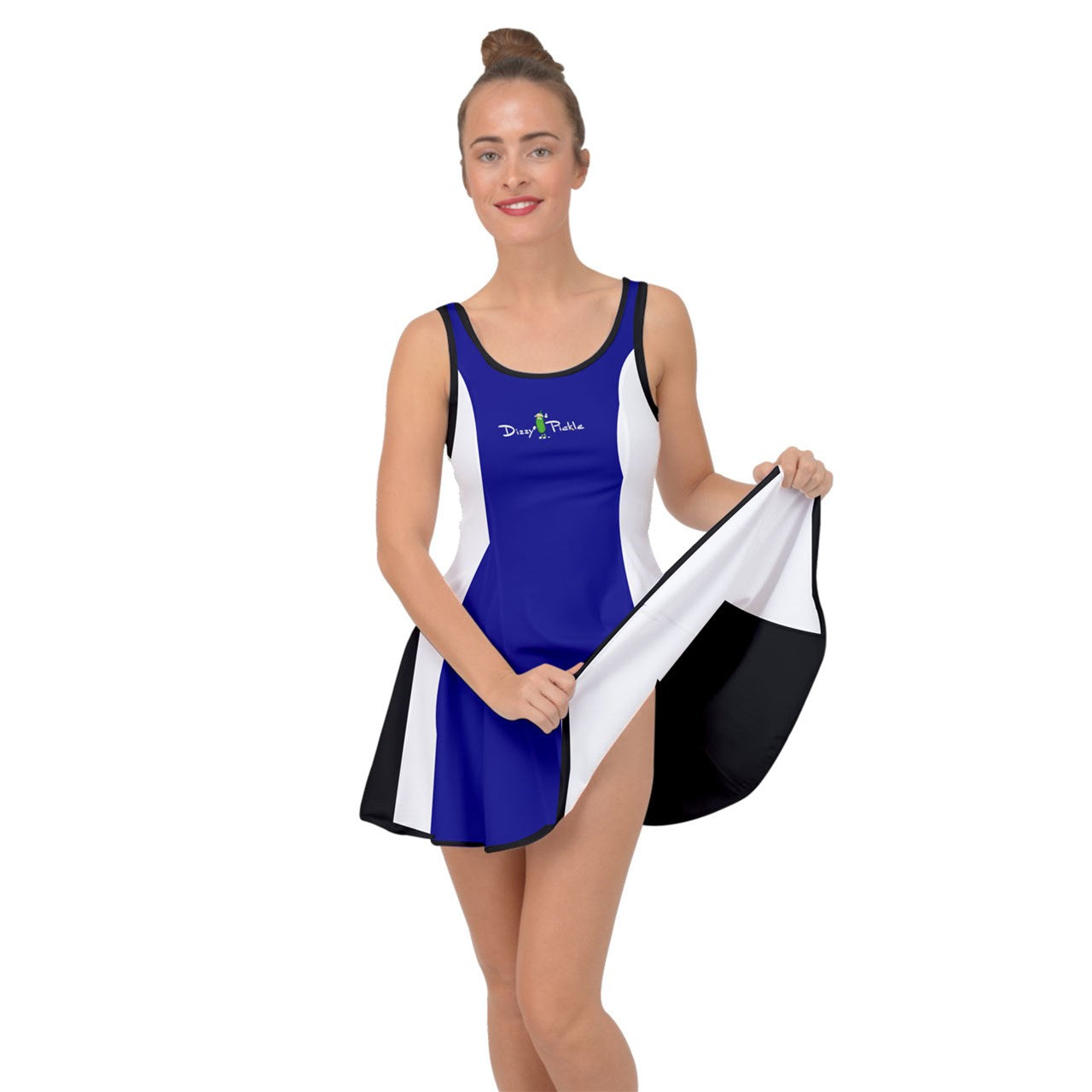 Dizzy Pickle DZY P Classic Royal Blue_Black Women's Pickleball Reversible Skirt (No Shorts Included)