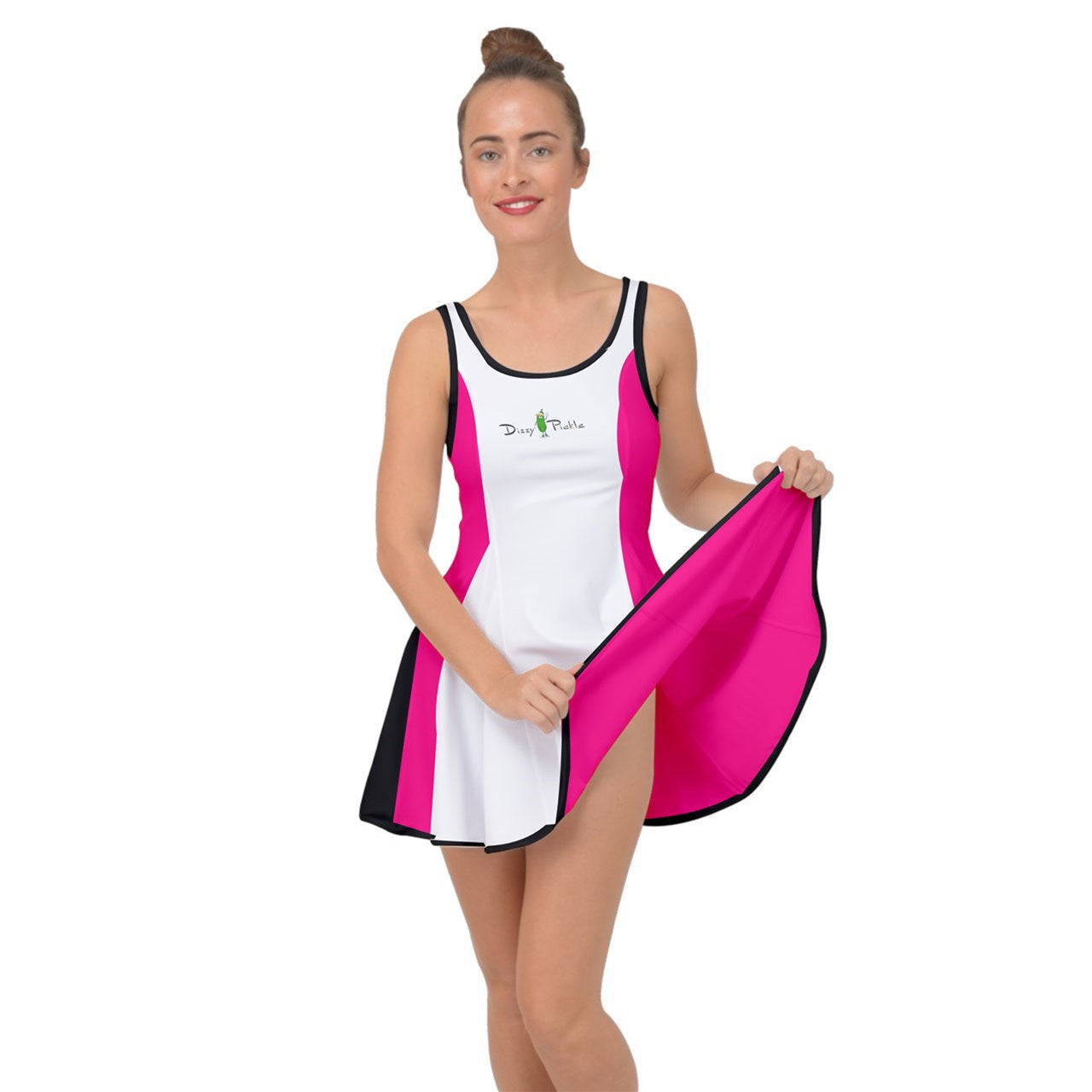 Dizzy Pickle DZY P Classic Hot Pink_Black Women's Pickleball Reversible Skirt (No Shorts Included)