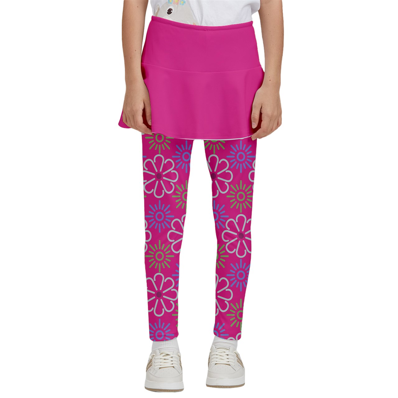 Dizzy Pickle April Pink Solid Girl's Pickleball Skirted Leggings