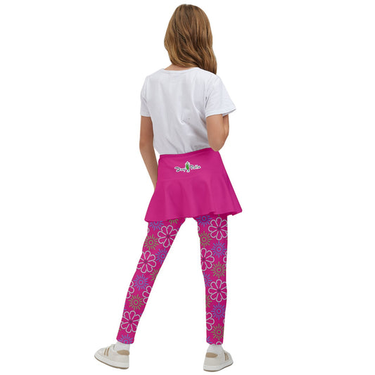 Dizzy Pickle April Pink Solid Girl's Pickleball Skirted Leggings