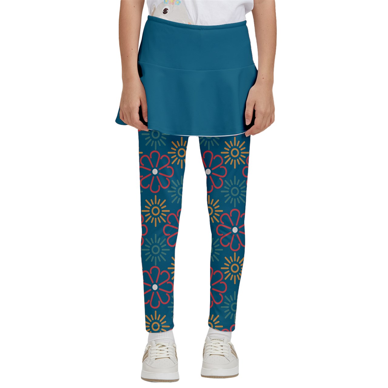 Dizzy Pickle April Dark Turquoise Solid Girl's Pickleball Skirted Leggings