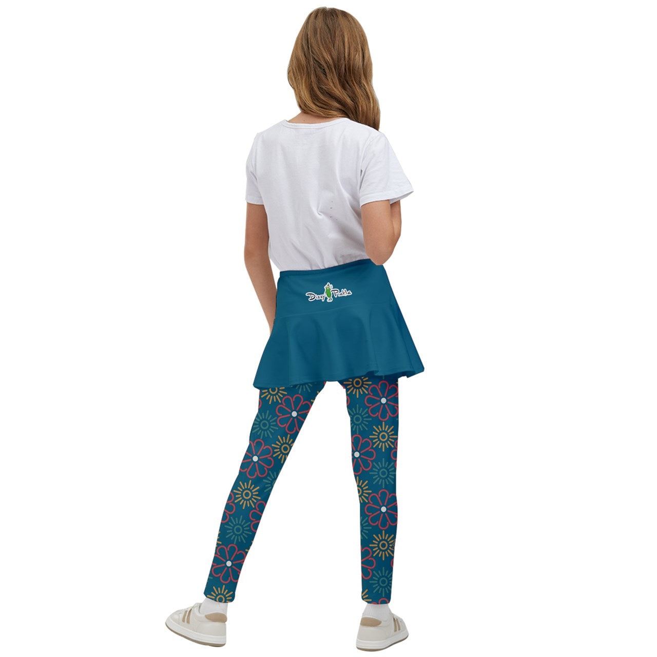 Dizzy Pickle April Dark Turquoise Solid Girl's Pickleball Skirted Leggings