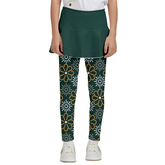 Dizzy Pickle April Emerald Solid Girl's Pickleball Skirted Leggings