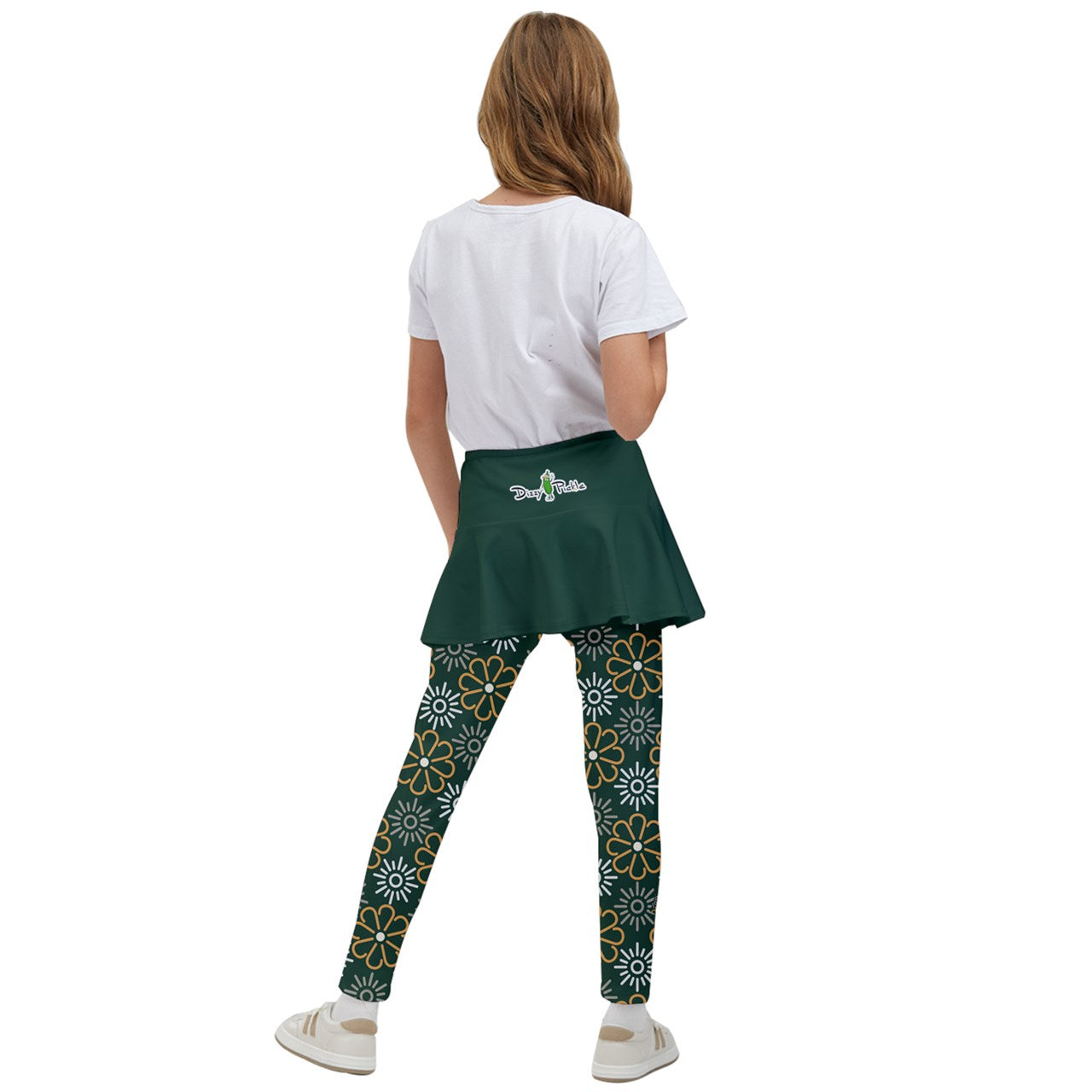 Dizzy Pickle April Emerald Solid Girl's Pickleball Skirted Leggings