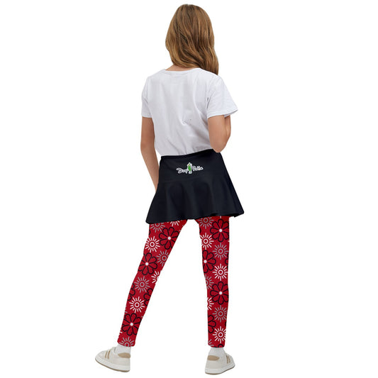 Dizzy Pickle April Red Solid Girl's Pickleball Skirted Leggings