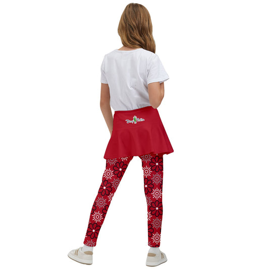 Dizzy Pickle April Red Solid R Girl's Pickleball Skirted Leggings