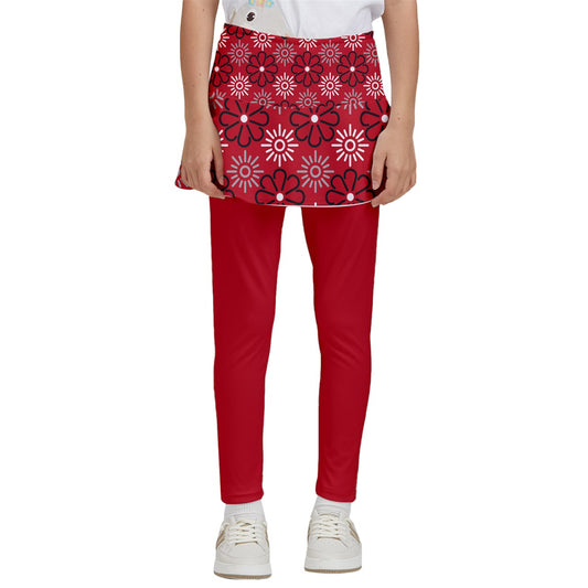 Dizzy Pickle April Red Girl's Pickleball Skirted Leggings