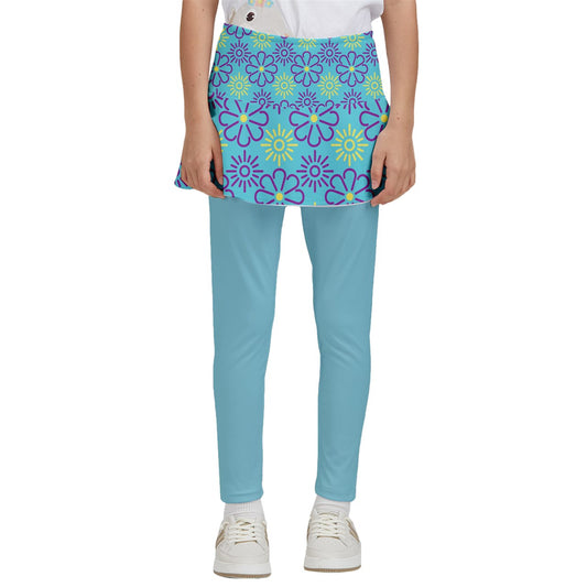 Dizzy Pickle April Teal Girl's Pickleball Skirted Leggings