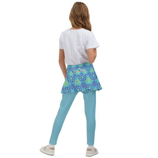 Dizzy Pickle April Teal Girl's Pickleball Skirted Leggings