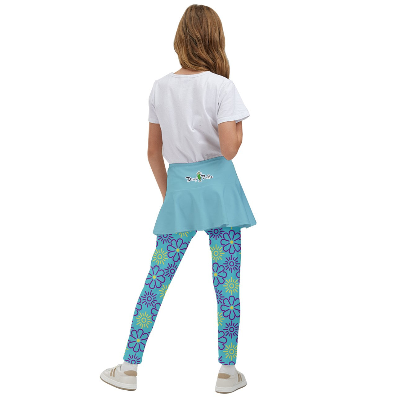 Dizzy Pickle April Teal Solid Girl's Pickleball Skirted Leggings