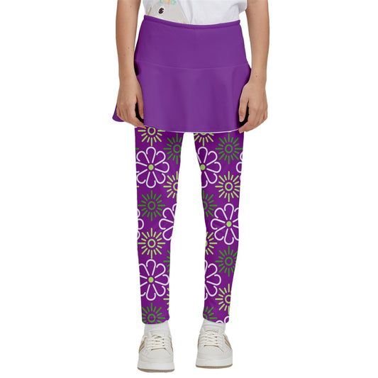 Dizzy Pickle April Purple Solid Girl's Pickleball Skirted Leggings