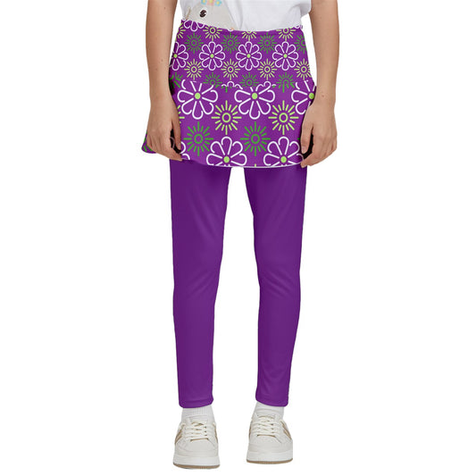 Dizzy Pickle April Purple Girl's Pickleball Skirted Leggings