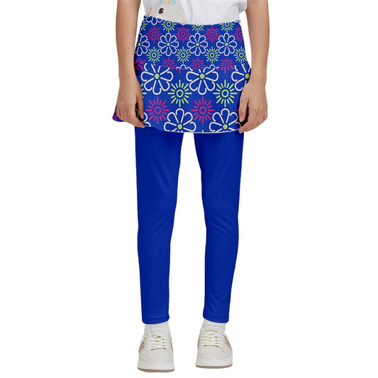 Dizzy Pickle April Royal Blue Girl's Pickleball Skirted Leggings