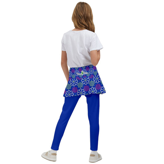 Dizzy Pickle April Royal Blue Girl's Pickleball Skirted Leggings