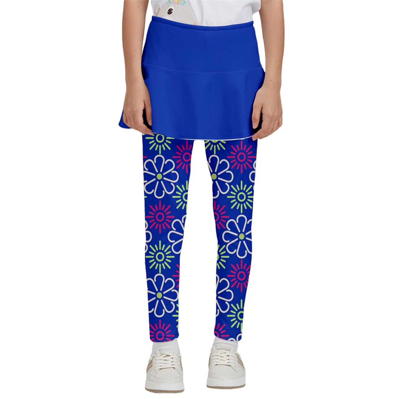 Dizzy Pickle April Royal Blue Solid Girl's Pickleball Skirted Leggings