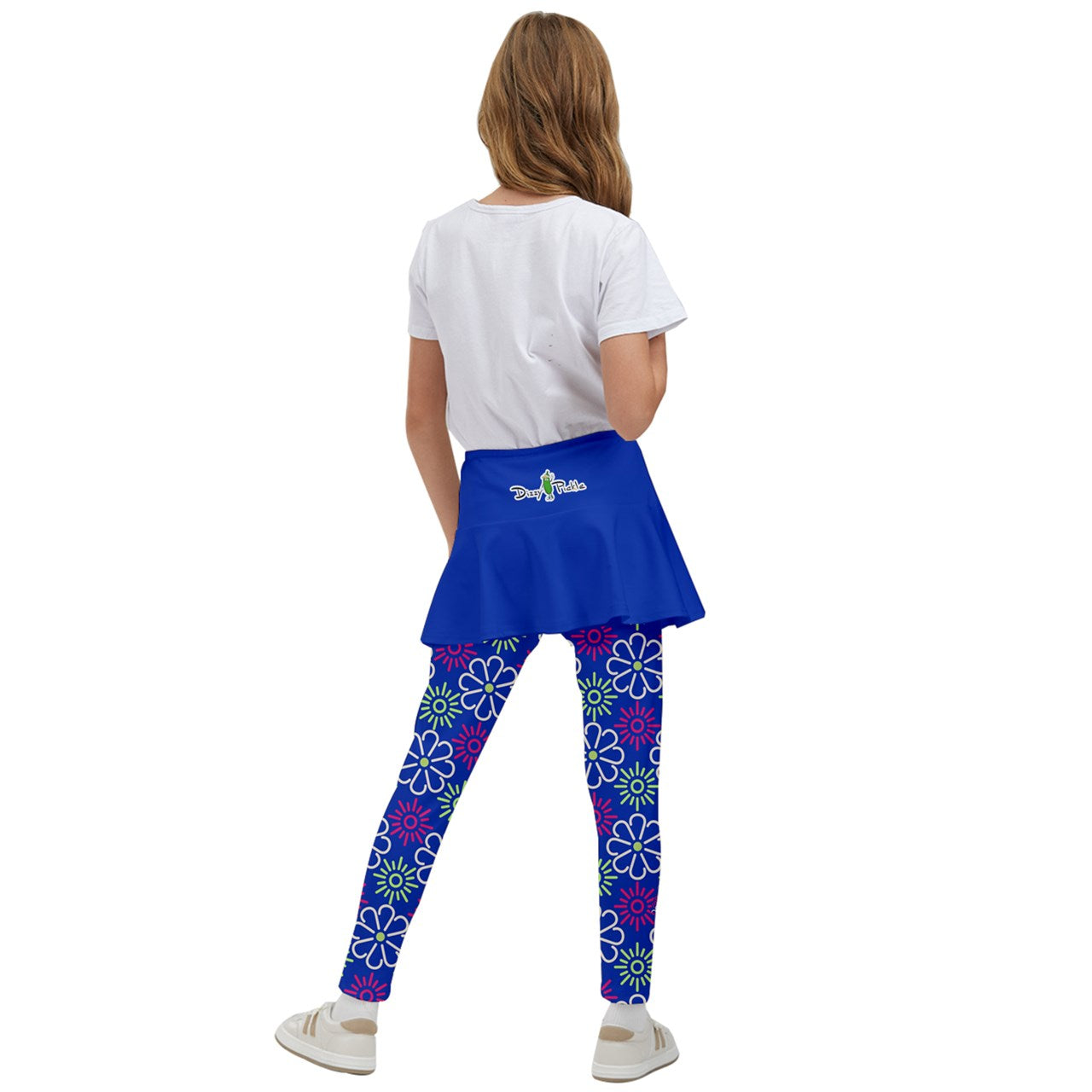 Dizzy Pickle April Royal Blue Solid Girl's Pickleball Skirted Leggings