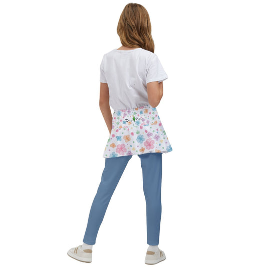 Dizzy Pickle Grace Blue Solid Girl's Pickleball Skirted Leggings