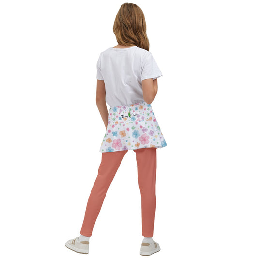 Dizzy Pickle Grace Peach Girl's Pickleball Skirted Leggings