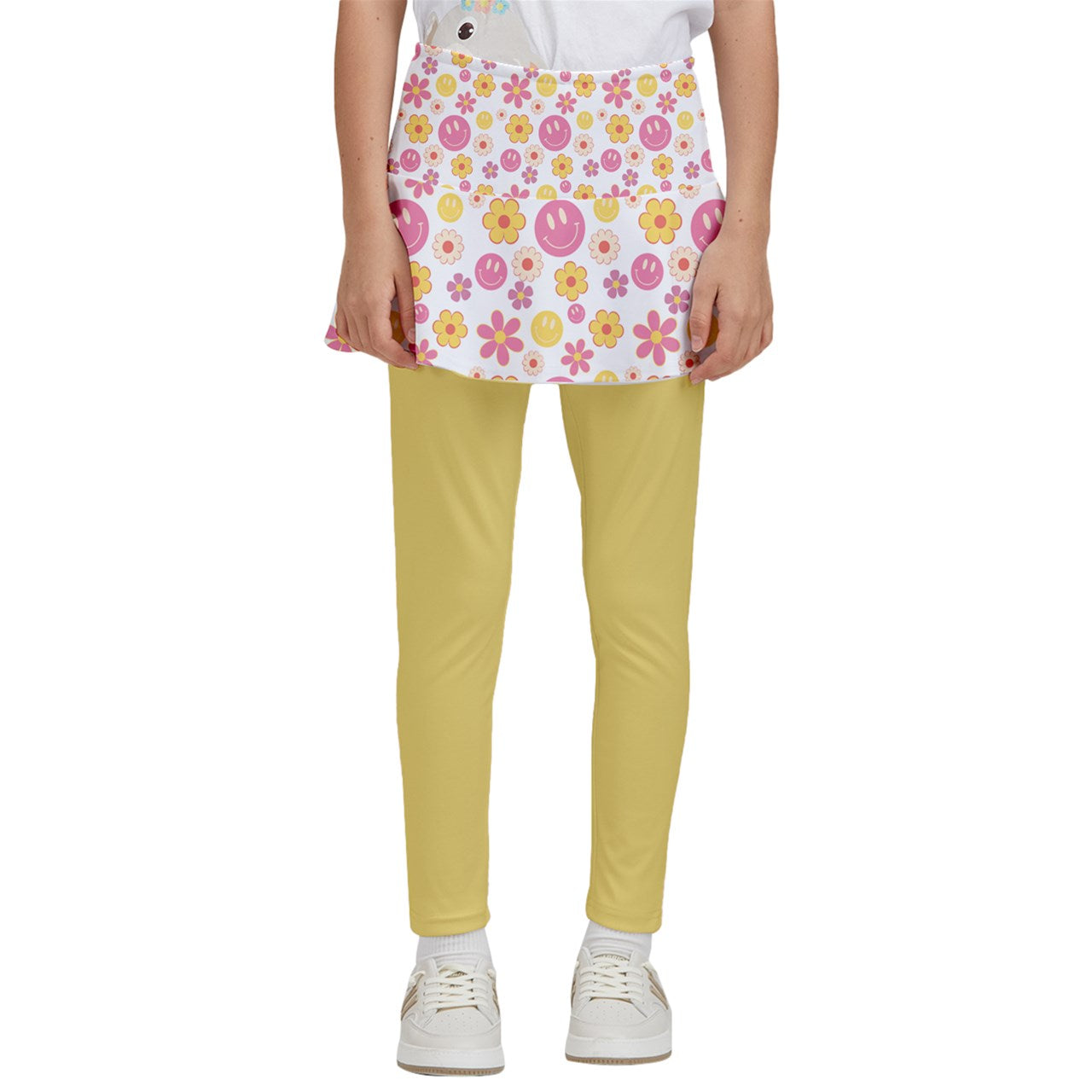 Dizzy Pickle Joy Yellow Girl's Pickleball Skirted Leggings