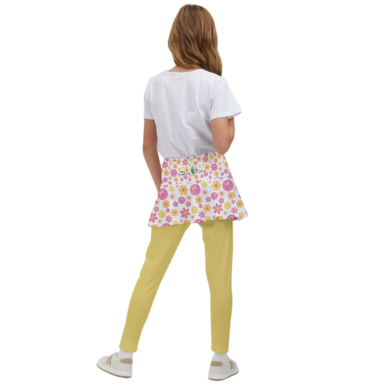 Dizzy Pickle Joy Yellow Girl's Pickleball Skirted Leggings