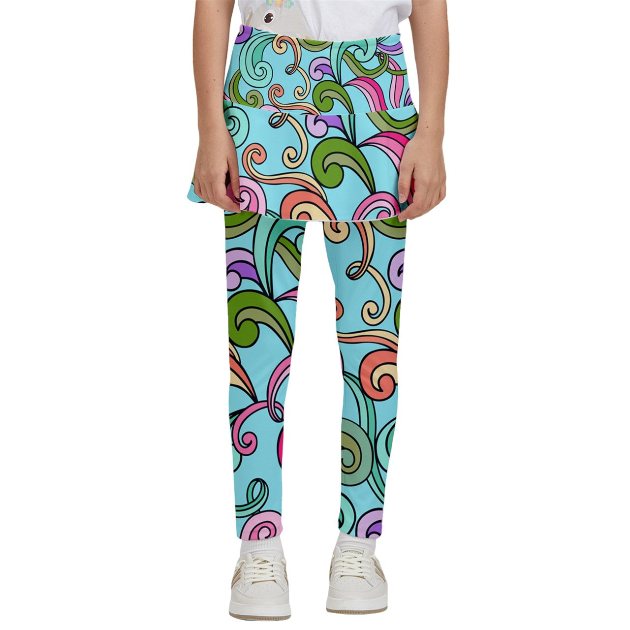 Dizzy Pickle Anna Blue Girl's Pickleball Skirted Leggings